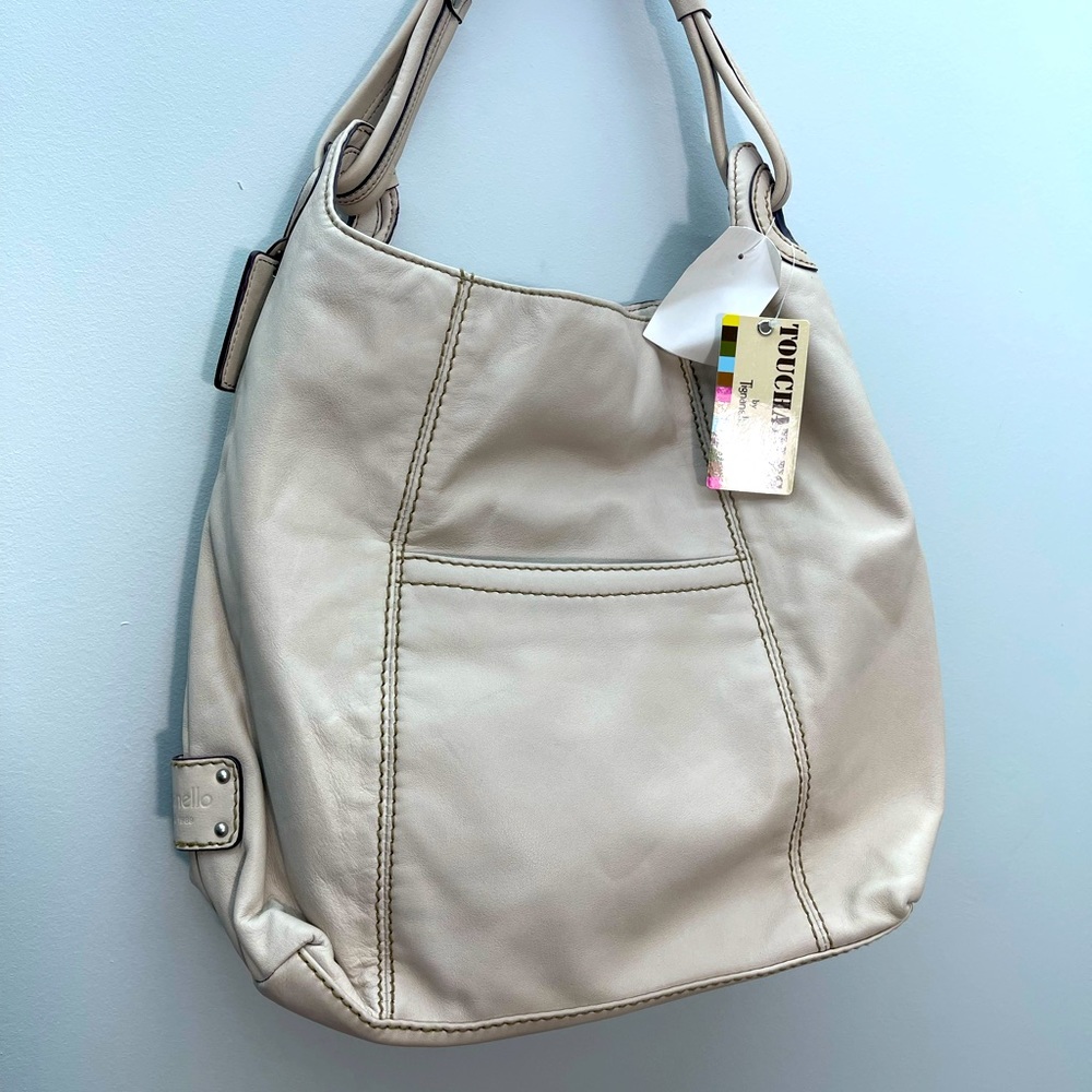 BEAUTIFUL CREAM LEATHER SHOULDER BAG/HOBO•by TIGNANELLO•ALL GENUINE LEATHER•NEW!